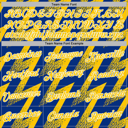 Custom Stitched Royal Yellow-White Zigzag Shape Sports Pullover Sweatshirt Hoodie