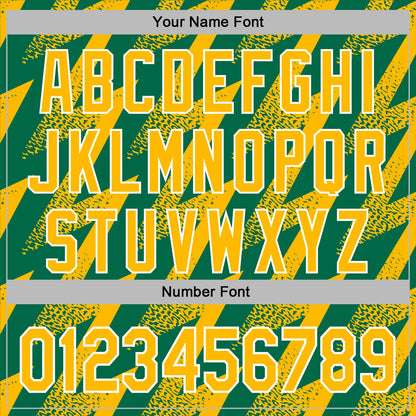 Custom Stitched Kelly Green Gold-White Zigzag Shape Sports Pullover Sweatshirt Hoodie