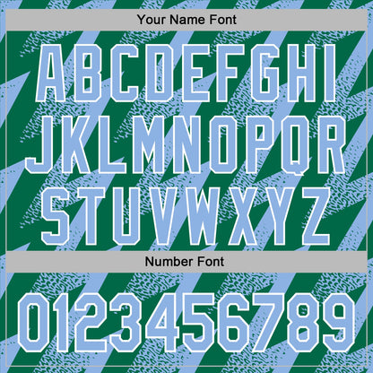 Custom Stitched Kelly Green Light Blue-White Zigzag Shape Sports Pullover Sweatshirt Hoodie