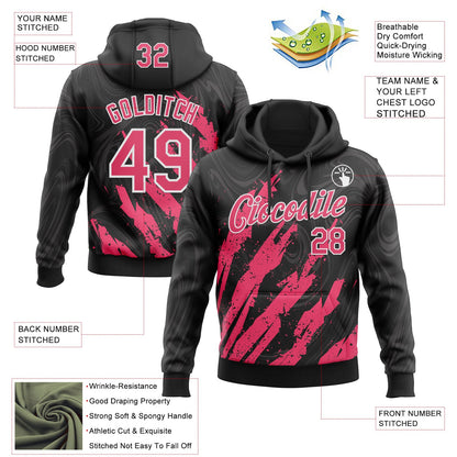 Custom Stitched Black Neon Pink-White Splash Sports Pullover Sweatshirt Hoodie