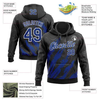 Custom Stitched Black Royal-White Splash Sports Pullover Sweatshirt Hoodie
