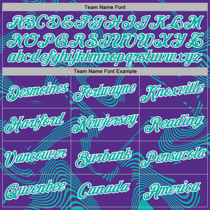 Custom Stitched Purple Aqua-White Curve Lines Sports Pullover Sweatshirt Hoodie