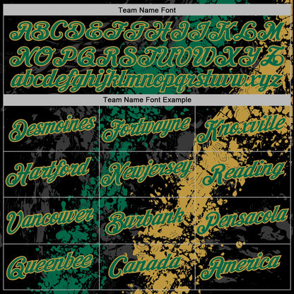 Custom Stitched Black Kelly Green-Old Gold Splash Sports Pullover Sweatshirt Hoodie