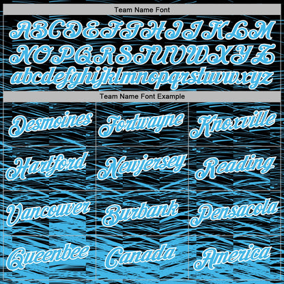 Custom Stitched Black Sky Blue-White Line Sports Pullover Sweatshirt Hoodie
