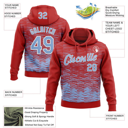 Custom Stitched Red Light Blue-White Line Sports Pullover Sweatshirt Hoodie