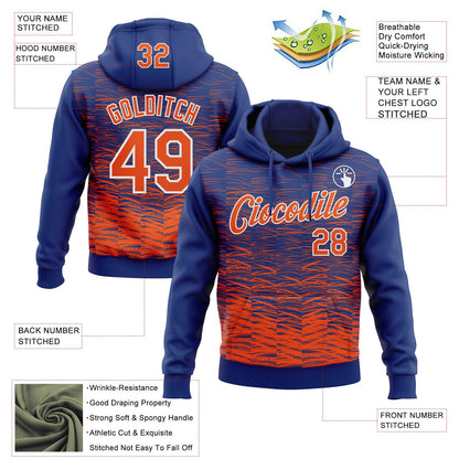 Custom Stitched Royal Orange-White Line Sports Pullover Sweatshirt Hoodie