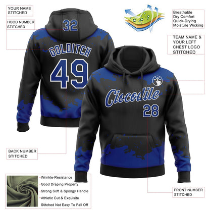 Custom Stitched Black Royal-White Fragment Pattern Sports Pullover Sweatshirt Hoodie