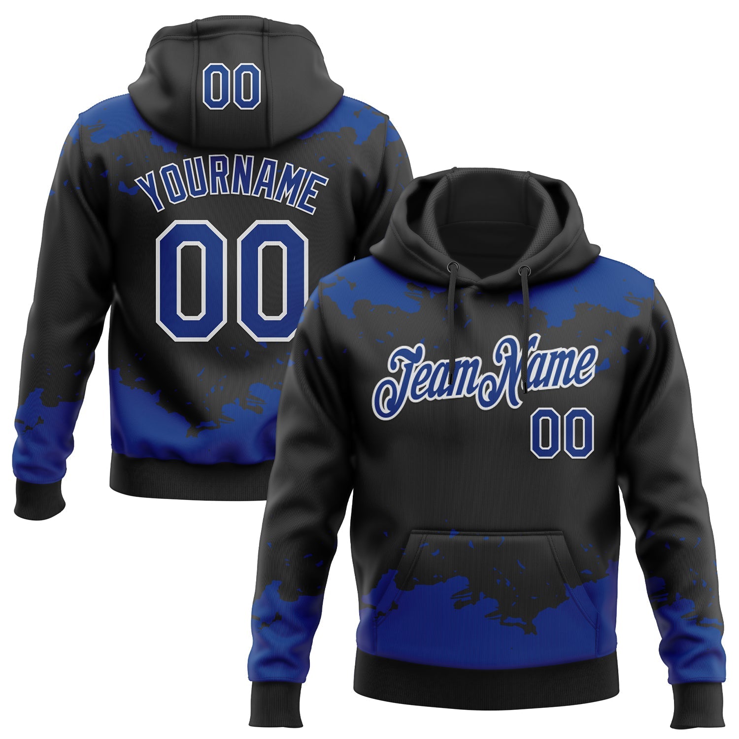 Custom Stitched Black Royal-White Fragment Pattern Sports Pullover Sweatshirt Hoodie