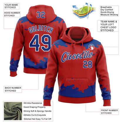 Custom Stitched Red Royal-White Fragment Pattern Sports Pullover Sweatshirt Hoodie