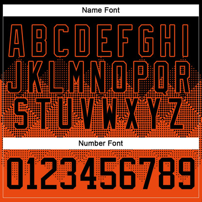 Custom Black Orange-White 3D Pattern Gradient Square Shapes Hockey Lace Neck Jersey