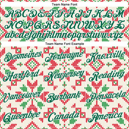 Custom Stitched City Cream Kelly Green-White 3D Christmas Sports Pullover Sweatshirt Hoodie