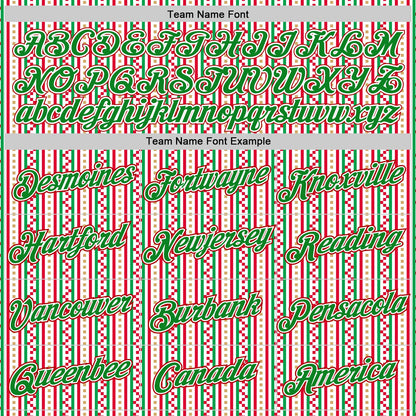Custom Stitched White Grass Green-Red 3D Christmas Stripe Sports Pullover Sweatshirt Hoodie