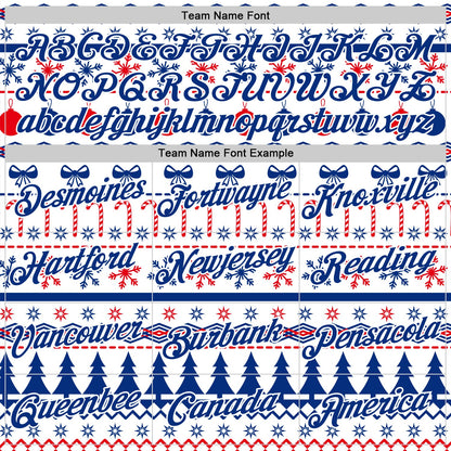 Custom Stitched Royal Royal-White 3D Christmas Ugly Sweater Sports Pullover Sweatshirt Hoodie