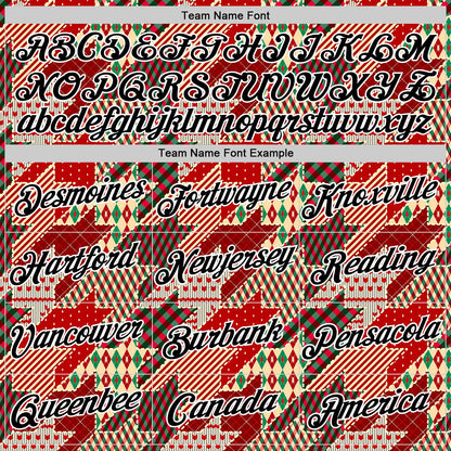 Custom Stitched Red Black-White 3D Christmas Houndstooth Sports Pullover Sweatshirt Hoodie