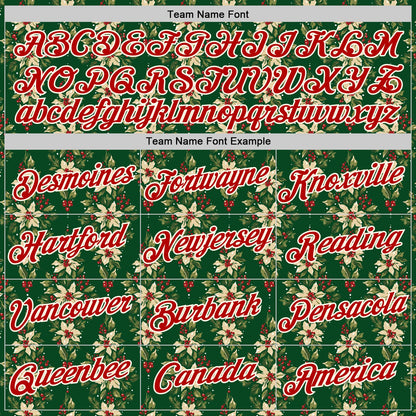 Custom Stitched Green Red-Cream 3D Christmas Floral Sports Pullover Sweatshirt Hoodie