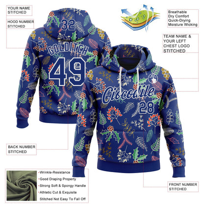 Custom Stitched Royal Royal-White 3D Christmas Sports Pullover Sweatshirt Hoodie