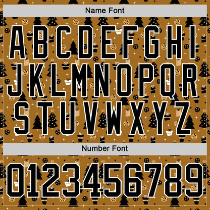 Custom Old Gold Black-White 3D Christmas Hockey Lace Neck Jersey