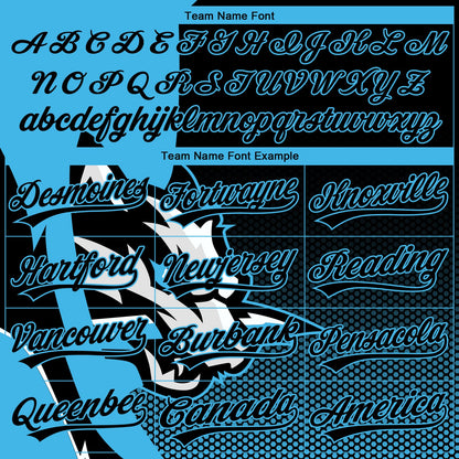 Custom Stitched Black Black-Sky Blue 3D Pattern Design Wolf Sports Pullover Sweatshirt Hoodie