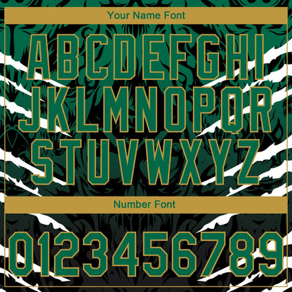 Custom Stitched Black Kelly Green-Old Gold 3D Pattern Design Leopardo Sports Pullover Sweatshirt Hoodie
