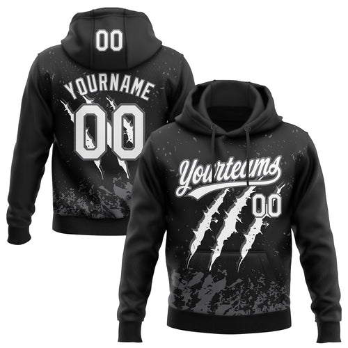 Custom Stitched Black White-Steel Gray 3D Pattern Design Leopardo Scratch Sports Pullover Sweatshirt Hoodie