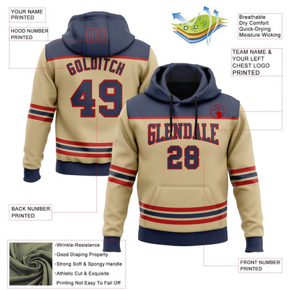 Custom Vegas Gold Navy-Red 3D Pattern Design Game Day Florida Inspired Sports Pullover Sweatshirt Hoodie
