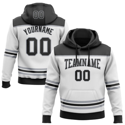 Custom White Black-Gray 3D Pattern Design Game Day Los Angeles Inspired Sports Pullover Sweatshirt Hoodie