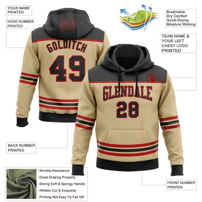 Custom Vegas Gold Black-Red 3D Pattern Design Game Day Vegas Inspired Sports Pullover Sweatshirt Hoodie
