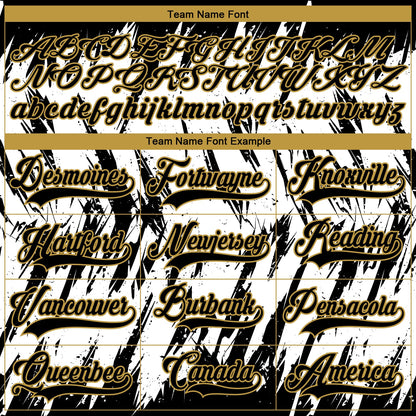 Custom White Black-Old Gold 3D Pattern Splash Art Hockey Lace Neck Jersey