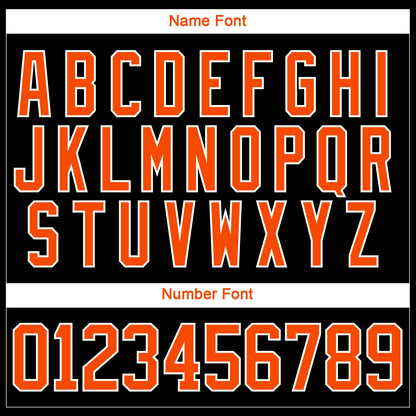 Custom Orange Black-White 3D Pattern Geometric Shape Hockey Lace Neck Jersey