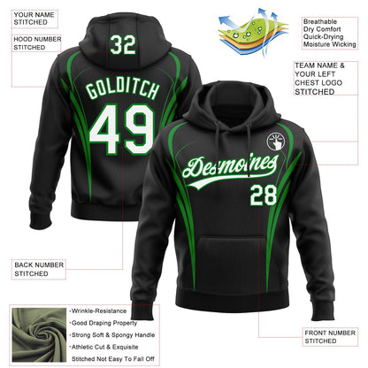 Custom Stitched Black White-Grass Green E-sports Pattern Pullover Sweatshirt Hoodie
