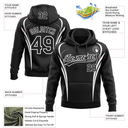 Custom Stitched Black White E-sports Pattern Pullover Sweatshirt Hoodie