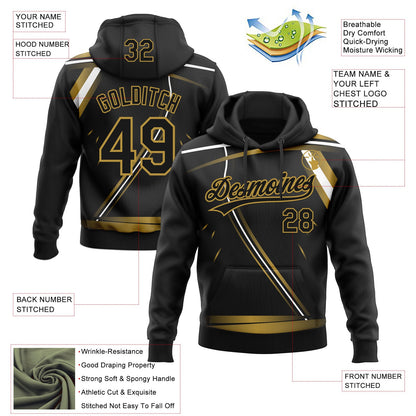 Custom Stitched Black Old Gold-White E-sports Pattern Pullover Sweatshirt Hoodie