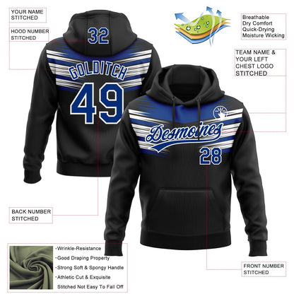 Custom Stitched Black Royal-White E-sports Pattern Pullover Sweatshirt Hoodie