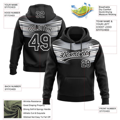 Custom Stitched Black Gray-White E-sports Pattern Pullover Sweatshirt Hoodie