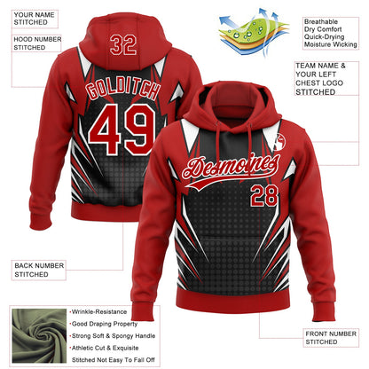 Custom Stitched Red Black-White E-sports Pattern Pullover Sweatshirt Hoodie