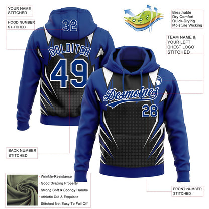 Custom Stitched Royal Black-White E-sports Pattern Pullover Sweatshirt Hoodie