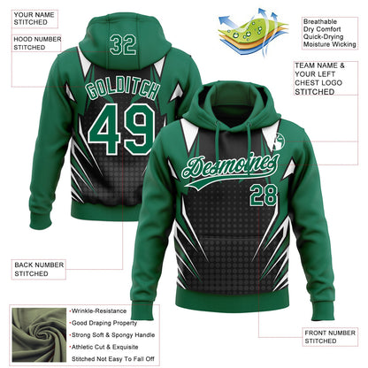Custom Stitched Kelly Green Black-White E-sports Pattern Pullover Sweatshirt Hoodie