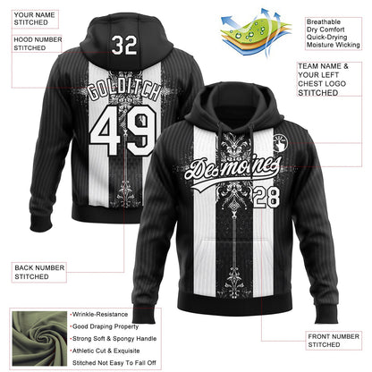 Custom Stitched Black White Retro Medieval Pullover Sweatshirt Hoodie