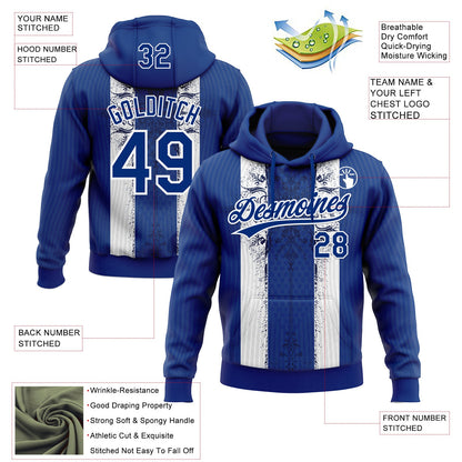 Custom Stitched Royal White Retro Medieval Pullover Sweatshirt Hoodie