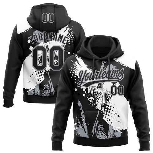 Custom Stitched Black White-Gray Religion Jesus Christ Pullover Sweatshirt Hoodie