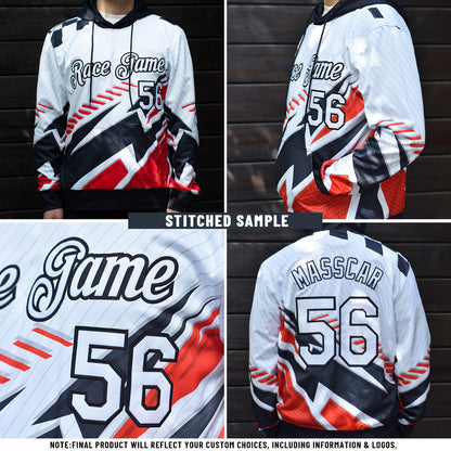 Custom Stitched Black Red Skull Pattern Pullover Sweatshirt Hoodie