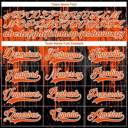 Custom Black Orange Steel Gray-White Dripping Splatter Pattern Hockey Lace Neck Jersey
