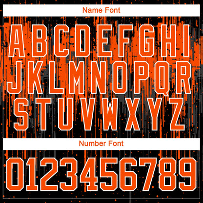 Custom Black Orange Steel Gray-White Dripping Splatter Pattern Hockey Lace Neck Jersey