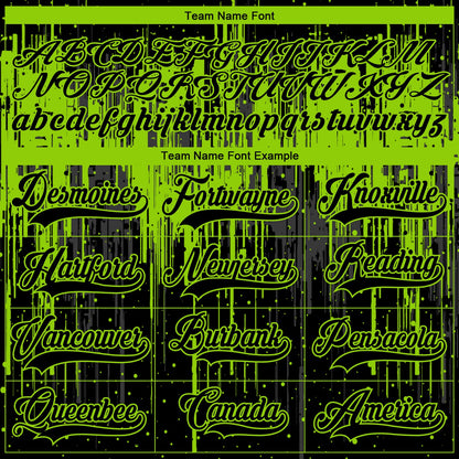 Custom Black Neon Green Steel Gray-White Dripping Splatter Pattern Hockey Lace Neck Jersey