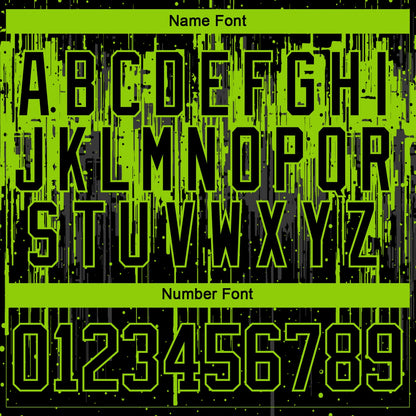 Custom Black Neon Green Steel Gray-White Dripping Splatter Pattern Hockey Lace Neck Jersey