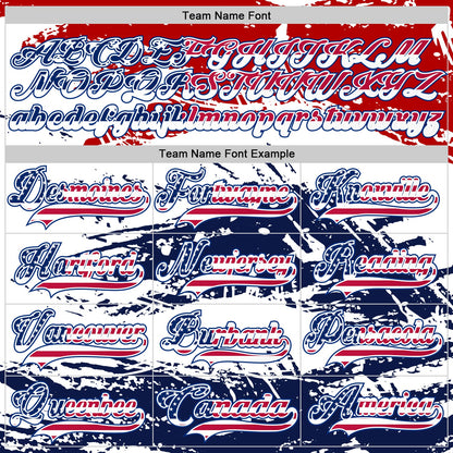 Custom White USA Flag Red-Royal Abstract Splatter Paint Hockey Lace Neck Jersey