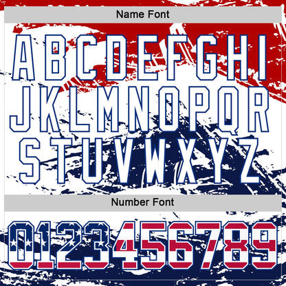 Custom White USA Flag Red-Royal Abstract Splatter Paint Hockey Lace Neck Jersey