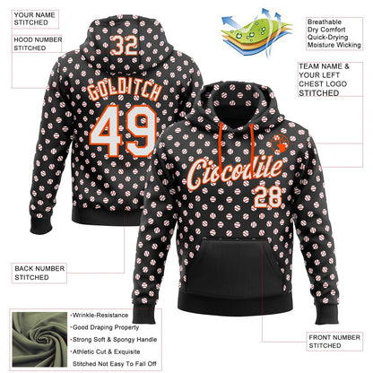 Custom Stitched Black White-Orange Baseball Game Day Cincinnati Inspired Sports Pullover Sweatshirt Hoodie