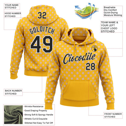 Custom Stitched Gold Black-White Baseball Game Day Pittsburgh Inspired Sports Pullover Sweatshirt Hoodie