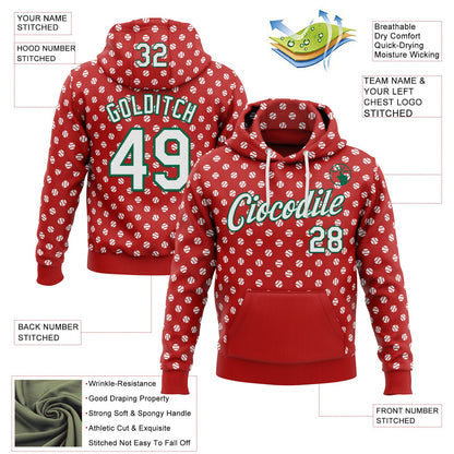 Custom Stitched Red White-Kelly Green Baseball Game Day Houston Inspired Sports Pullover Sweatshirt Hoodie